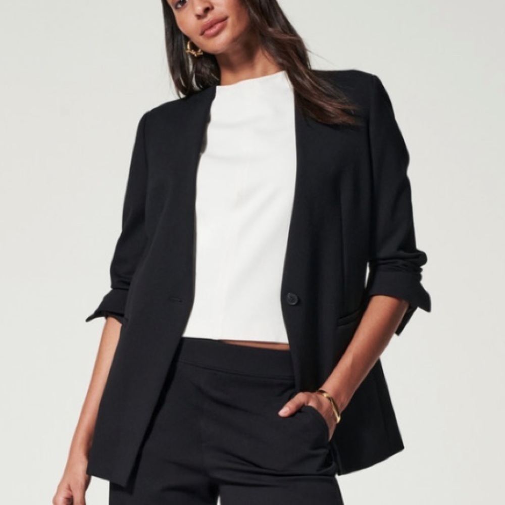 New SPANX Perfect Collarless Blazer Jacket Classic Black Business Casual Small